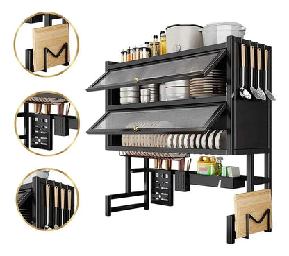 [LANÇAMENTO] Escorredor de Louça Suspenso Aço Inoxidável Organizador de Cozinha com 2 Níveis - De 65 a 105cm
