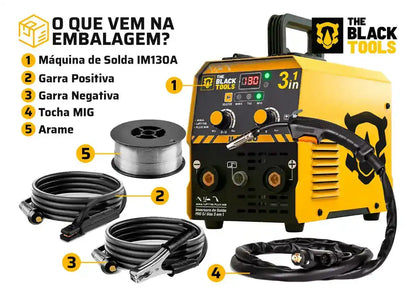 Maquina Inversora De Solda MIG Sem Gas 130A 3 Em 1 TIG Lift Kit Completo