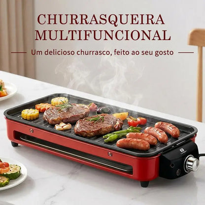 [PROMOÇÃO] Churrasqueira Elétrica 2 em 1 Chapa e Grelha Antiaderente + KIT CHURRASCO