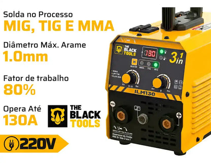Maquina Inversora De Solda MIG Sem Gas 130A 3 Em 1 TIG Lift Kit Completo