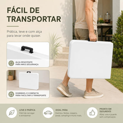 Mesa Dobrável Portátil com Alça para Transporte