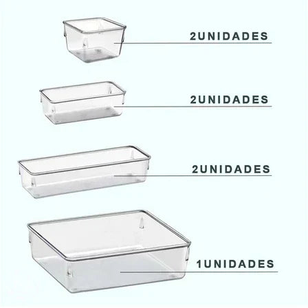 Kit Organizadores de Gaveta em Acrílico Modular | 7 ou 14 Peças Multiuso – Lumia