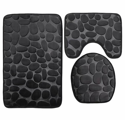 Kit Tapete de Banheiro 3 Peças Memory Foam – Textura 3D | Várias Cores
