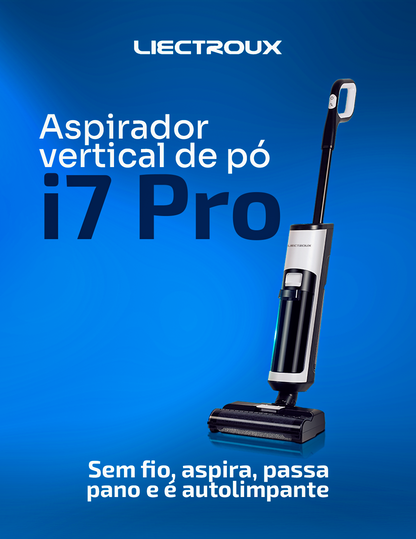 Aspirador Vertical de Pó I7 Pro - Aspira e Passa Pano Autolimpante, Sem Fio