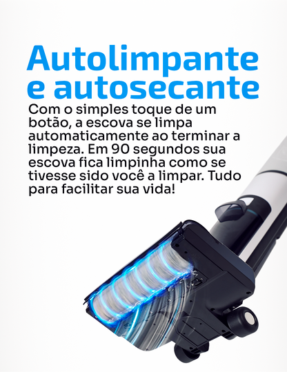 Aspirador Vertical de Pó I7 Pro - Aspira e Passa Pano Autolimpante, Sem Fio