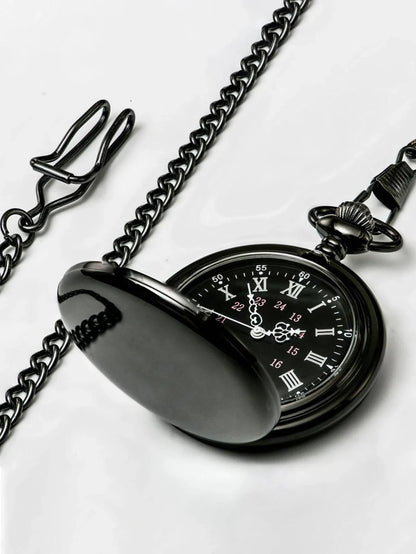 Relógio de Bolso Masculino Preto Romano