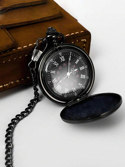 Relógio de Bolso Masculino Preto Romano