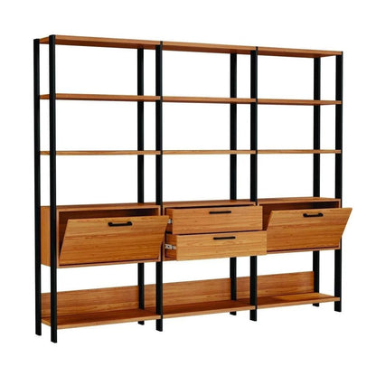 Estante Industrial, 2 Portas, 2 Gavetas, 100% MDF, Freijó/Preto